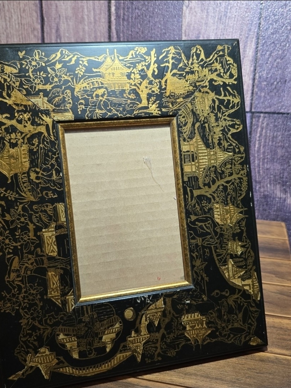 Black and Gold Asian-Inspired Decorative Picture Frame - Unbranded